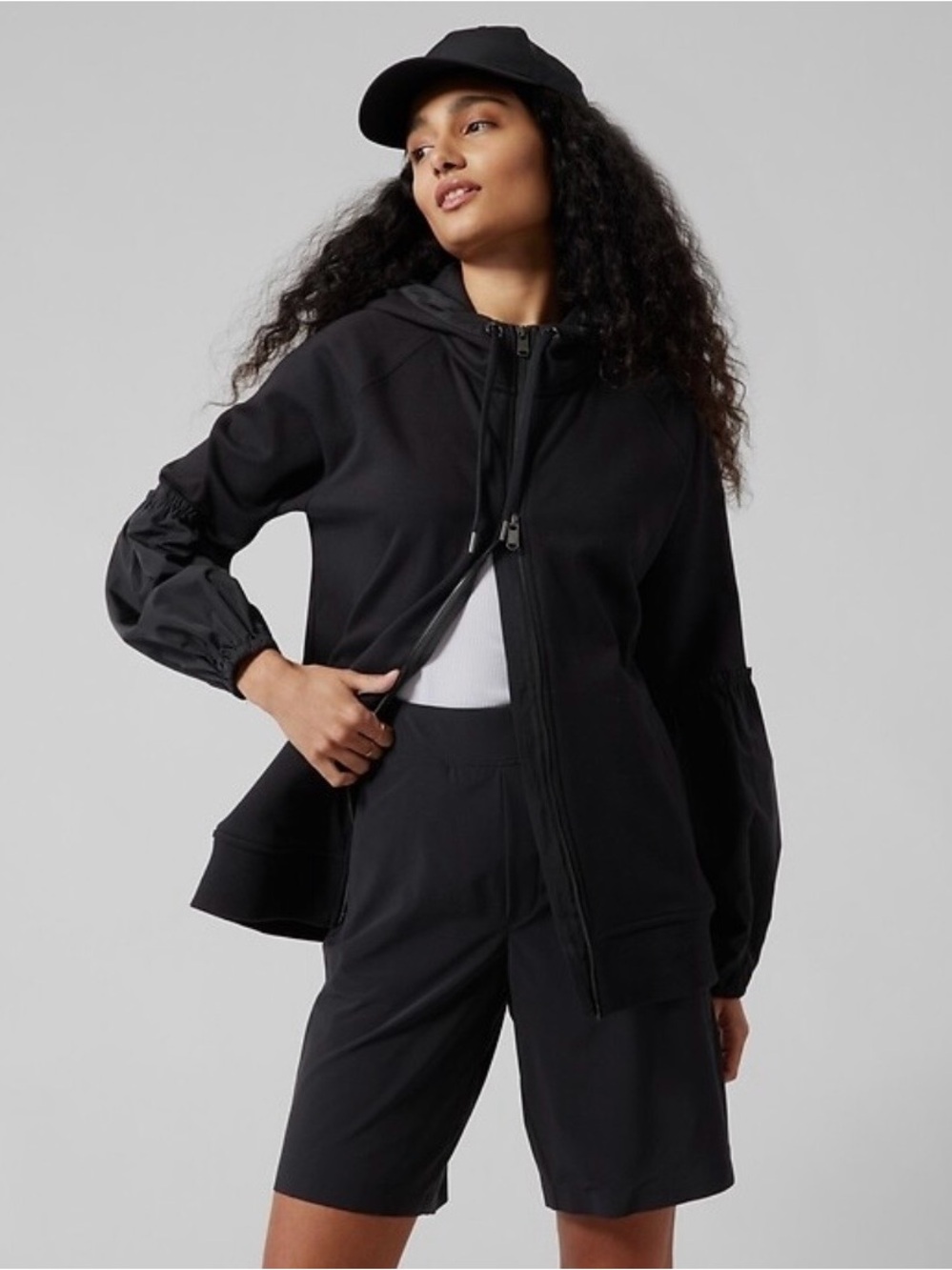 Athleta On My Way Triumph Hoodie Full Zip Black Size Large